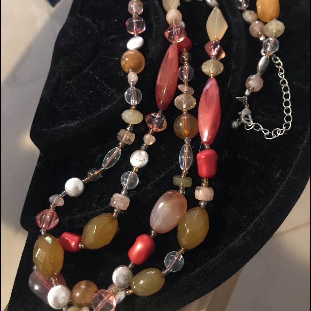 New Avon long Double Strand Spice Bead Necklace